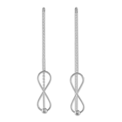 Sterling silver threader earrings, 'Infinite Motion' - Sterling Silver Infinity Symbol Threader Earrings