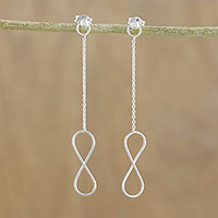 Sterling silver dangle earrings, 'Boundless' - Sterling Silver Infinity Symbol Dangle Earrings
