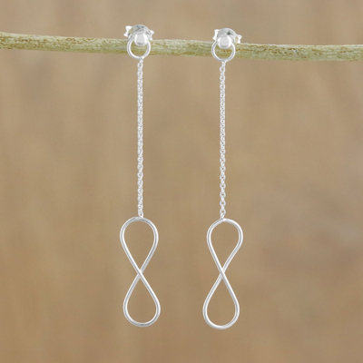Sterling silver dangle earrings, 'Boundless' - Sterling Silver Infinity Symbol Dangle Earrings