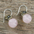 Rose quartz dangle earrings, 'Lunar Florescence' - Hand Crafted Rose Quartz Dangle Earrings with Brass Flower (image 2b) thumbail