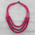 Wood beaded strand necklace, 'Island Allure in Ruby' - Red Wood Beaded Strand Necklace from Thailand thumbail