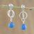 Magnesite dangle earrings, 'Oceanic Reflections' - Magnesite and Sterling Silver Beaded Dangle Earrings (image 2) thumbail