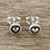 Sterling silver stud earrings, 'Little Heart' - Sterling Silver Circle Frame Petite Heart Stud Earrings (image 2) thumbail