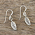 Sterling silver dangle earrings, 'Nature's Path' - Sterling Silver Leaf Dangle Earrings from Thailand (image 2b) thumbail