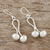Silver dangle earrings, 'Geometric Illusion' - Hill Tribe Silver Matte Finish Abstract Dangle Earrings (image 2b) thumbail
