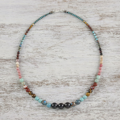 Multi-gemstone beaded necklace, 'Eternal Rainbow' - Multi-Gemstone Beaded Necklace Handcrafted in Thailand