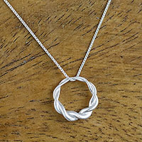 Sterling silver pendant necklace, 'Infinite Twist'