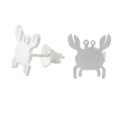 Sterling silver stud earrings, 'Little Crab' - Sterling Silver Crab Stud Earrings Handmade in Thailand
