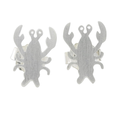 Sterling silver stud earrings, 'Little Lobster' - Sterling Silver Lobster Stud Earrings Handmade in Thailand