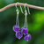 Amethyst beaded dangle earrings, 'Dreamy Wonder' - Thai Amethyst and Sterling Silver Beaded Dangle Earrings