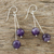 Amethyst beaded dangle earrings, 'Dreamy Wonder' - Thai Amethyst and Sterling Silver Beaded Dangle Earrings (image 2b) thumbail