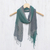 Silk scarf, 'Smoky Forest' - Handwoven Grey and Green Fringed Silk Scarf from Thailand (image 2) thumbail