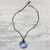Ceramic pendant necklace, 'Sky Light' - Adjustable Blue Circle Sky Light Ceramic Pendant Necklace