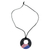 Ceramic pendant necklace, 'Swirls and Roses' - Adjustable Swirls and Roses Ceramic Pendant Necklace