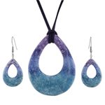 Ceramic jewelry set, 'Feather Beauty' - Swirl and Feather Ceramic Necklace and Earrings Jewelry Set
