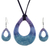 Ceramic jewelry set, 'Feather Beauty' - Swirl and Feather Ceramic Necklace and Earrings Jewelry Set