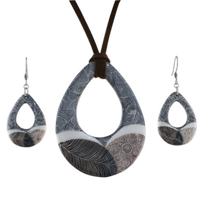 Conjunto de joyas de cerámica - Juego de collar y aretes de cerámica hechos a mano Singing Hills