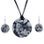 Ceramic jewelry set, 'Blue Foliage' - Handmade Blue Floral Ceramic Necklace and Earring Set