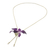 Gold accent natural orchid pendant necklace, 'Orchid Majesty' - Genuine Purple Orchid Resin Pendant Necklace with Gold Chain (image 2c) thumbail