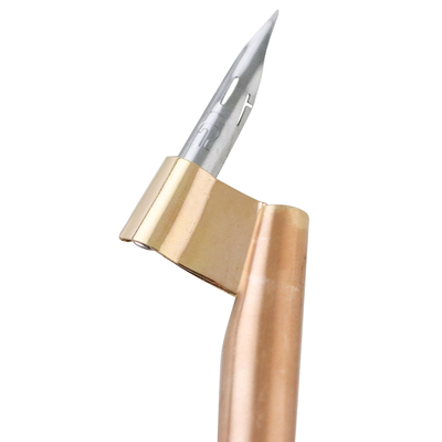 Copper fountain pen, 'Calligraphist' - Copper and Teak Wood Oblique Fountain Pen