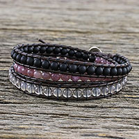 Multi-gemstone beaded wrap bracelet, 'Sunrise Wanderlust'
