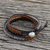 Carnelian and chalcedony beaded wrap bracelet, 'Sunset Wanderlust' - Unisex Leather and Multi-Gemstone Beaded Wrap Bracelet (image 2b) thumbail