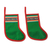 Cotton blend ornaments, 'Lisu Stockings in Green' (pair) - Pair of Cotton Blend Stocking Ornaments from Thailand (image 2a) thumbail