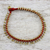 Brass beaded anklet,  'Lunar Red' - Handmade Red Knotted Brass Beaded Red Cord Anklet thumbail