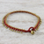 Brass beaded anklet,  'Lunar Red' - Handmade Red Knotted Brass Beaded Red Cord Anklet (image 2b) thumbail