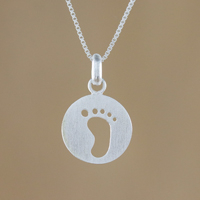 Sterling silver pendant necklace, 'Footprint' - Sterling Silver Footprint Pendant Necklace from Thailand