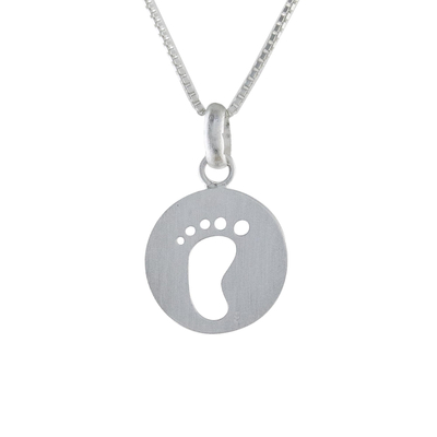 Sterling Silver Footprint Pendant Necklace from Thailand