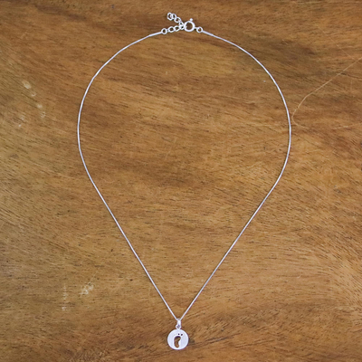 Sterling silver pendant necklace, 'Footprint' - Sterling Silver Footprint Pendant Necklace from Thailand