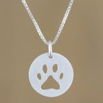 Sterling silver pendant necklace, 'Paw Print' - Sterling Silver Pawprint Pendant Necklace from Thailand