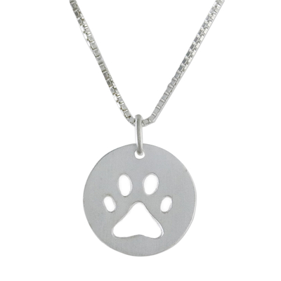 Sterling silver pendant necklace, 'Paw Print' - Sterling Silver Pawprint Pendant Necklace from Thailand