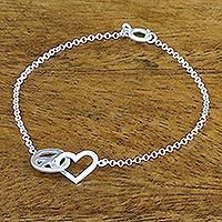 Sterling silver pendant bracelet, 'Love for All'