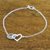 Sterling silver pendant bracelet, 'Love for All' - Heart and Peace Sterling Silver Pendant Wristband Bracelet (image 2) thumbail