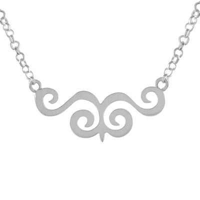 Sterling silver pendant necklace, 'Swirling Dance' - Sterling Silver Swirl Motif Pendant Necklace from Thailand