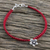 Sterling silver charm macrame bracelet, 'Woven Crimson' - Red Knotted Cord Bracelet with Sterling Silver Flower Charm (image 2) thumbail