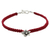 Sterling silver charm macrame bracelet, 'Woven Crimson' - Red Knotted Cord Bracelet with Sterling Silver Flower Charm