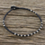 Silver beaded bracelet, 'Simple Om' - Karen Silver Beaded Om Bracelet from Thailand (image 2) thumbail