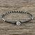 Silver beaded bracelet, 'Simple Om' - Karen Silver Beaded Om Bracelet from Thailand (image 2b) thumbail