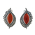 Onyx button earrings, 'Ginger Sunrise' - Sterling Silver Orange Onyx and Marcasite Drop Earrings thumbail