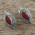 Onyx button earrings, 'Ginger Sunrise' - Sterling Silver Orange Onyx and Marcasite Drop Earrings (image 2b) thumbail