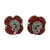 Onyx button earrings, 'Orange Clover' - Sterling Silver Marcasite and Orange Onyx Clover Earrings thumbail