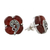 Onyx button earrings, 'Orange Clover' - Sterling Silver Marcasite and Orange Onyx Clover Earrings (image 2c) thumbail