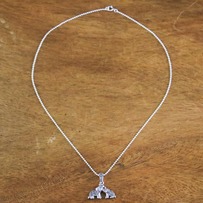 Halskette mit Markasit-Anhänger - Thai-Elefant-Halskette aus Sterlingsilber und facettiertem Markasit