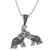 Marcasite pendant necklace, 'Mommy and Me' - Sterling Silver and Faceted Marcasite Thai Elephant Necklace (image 2c) thumbail
