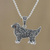 Marcasite and garnet pendant necklace, 'Galaxy Dog' - Sterling Silver Marcasite and Garnet Dog Pendant Necklace (image 2) thumbail