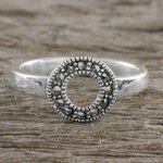 Marcasite pave ring, 'Galaxy Dream' - Sterling Silver Faceted Marcasite Galaxy Circle Pave Ring