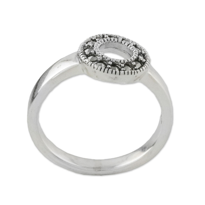 Marcasite pave ring, 'Galaxy Dream' - Sterling Silver Faceted Marcasite Galaxy Circle Pave Ring